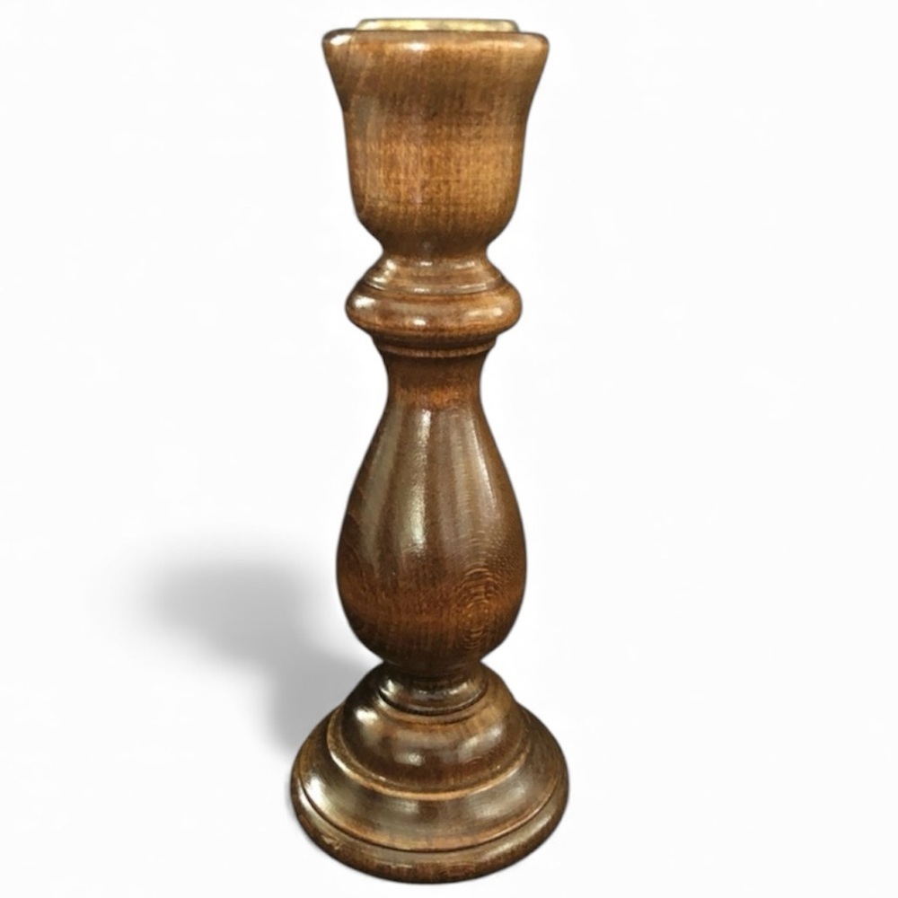 Vintage Wooden Taper Candle Holder 6 1/2”